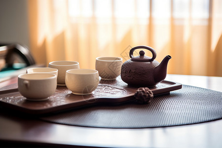 茶几上茶具陶瓷茶具背景