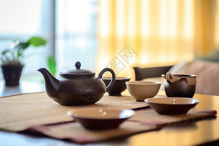 茶座和茶杯背景图片