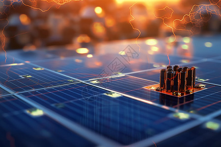 太阳能监控电池板电网背景设计图片