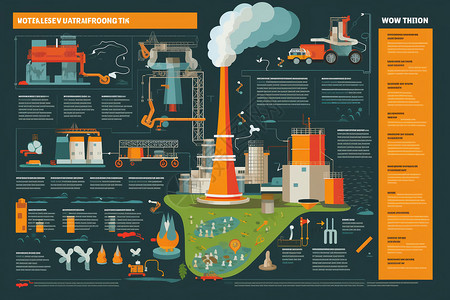 工业地图素材垃圾焚烧信息图插画