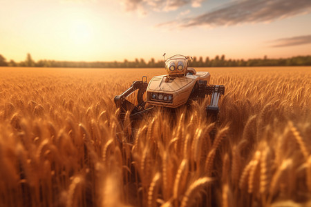 水稻机机器人收割背景背景