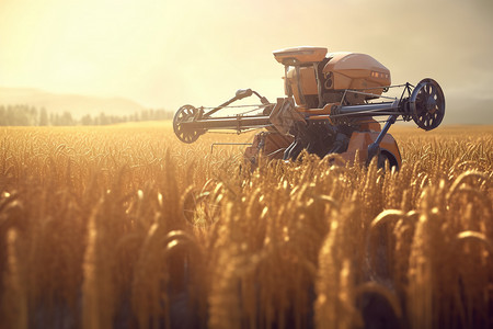 水稻机机器人收割背景