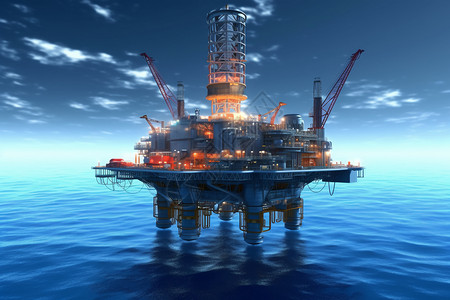 海洋石油平台钻入海洋深处设计图片