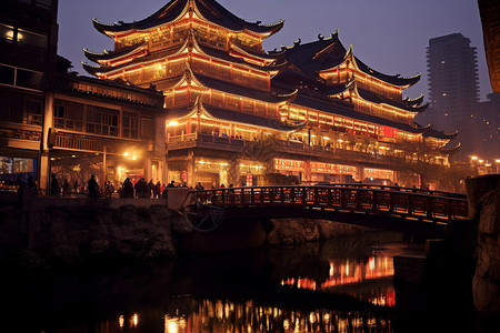 美丽的夜晚惠州水门桥夜景高清图片