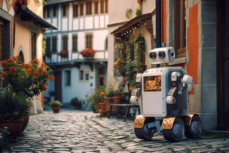机器人快递科技机器人送货背景