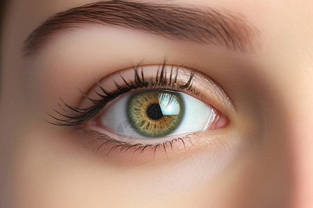 眉毛特写美丽的绿色女性眼睛设计图片