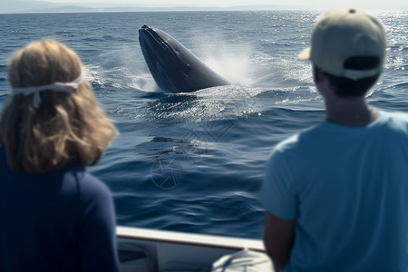 观看鲸的游客背景图片