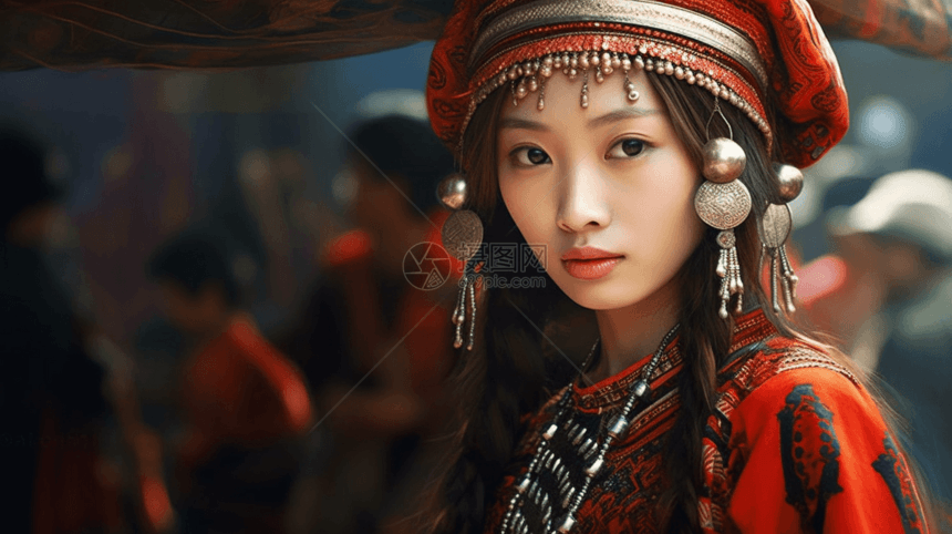 中式苗族女孩图片