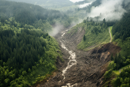 降真香降雨后的山体滑坡背景