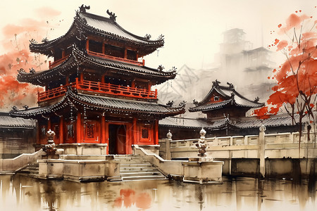 一幅中国寺庙图片