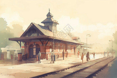 火车站的宁静背景图片