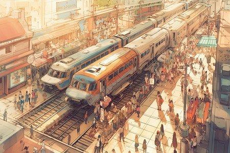 繁忙的高速列车背景图片