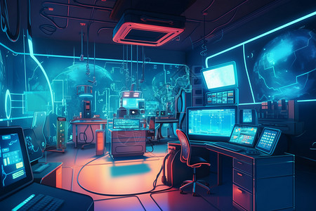 虚拟实验室虚拟科学实验室插画