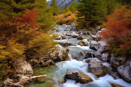 小溪流水美景图片