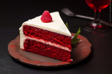 盘子中的红丝绒蛋糕图片