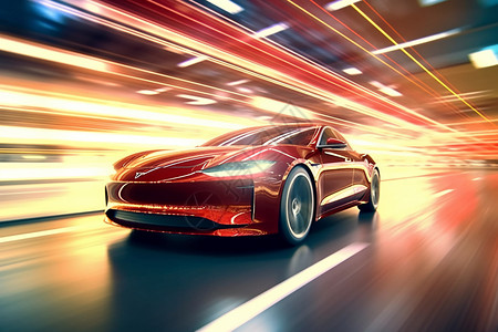 测试轨道隧道中快速行驶的电动汽车设计图片