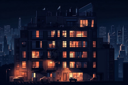 夜间建筑物背景图片