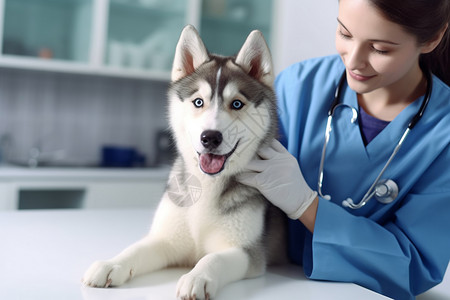 宠物医院检查的狗狗背景图片