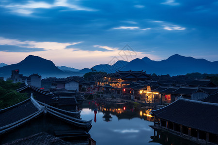 古建筑乡镇乡镇夜景高清图片