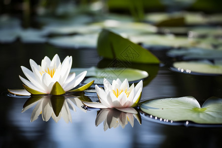 夏天池塘中的莲花图片