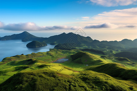 夏季的玉山岛景观高清图片