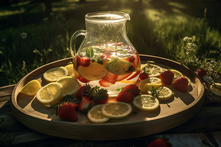 夏日的水果茶图片