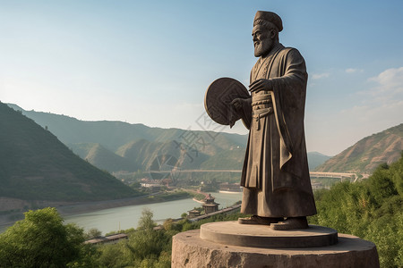 东方孔明历史名人雕像背景图片