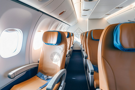 机舱乘客皮制的飞机舱内座位背景