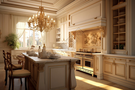 精美华丽精美的欧式厨房场景装修设计图片