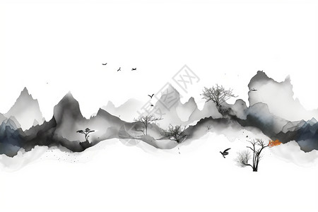 中国风艺术水墨山水画背景图片