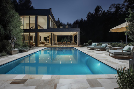 别墅的豪华游泳池图片
