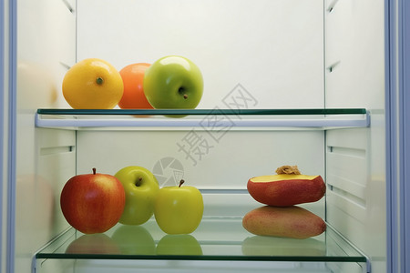 水果保鲜冰箱中保鲜的水果背景