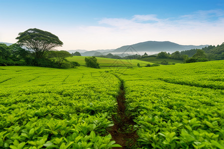 夏天郁郁葱葱的种植农田图片