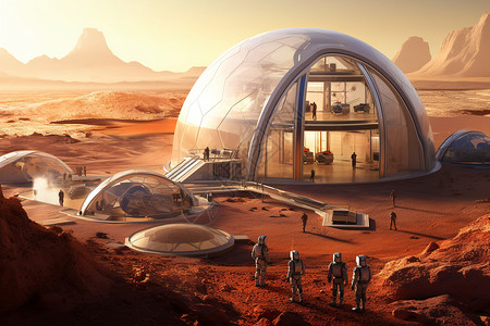 未来的火星栖息地背景图片
