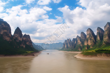 峡谷间的黄河背景图片