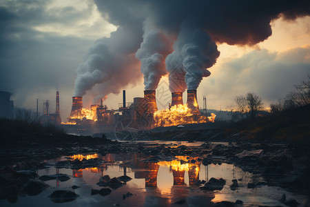 工业焚烧工厂排放的白烟图片