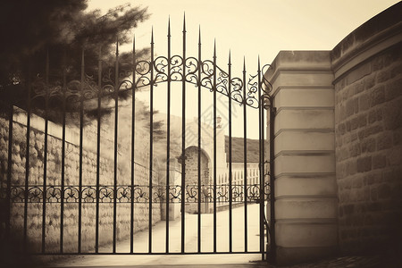 照片素材栅栏复古栅栏门背景