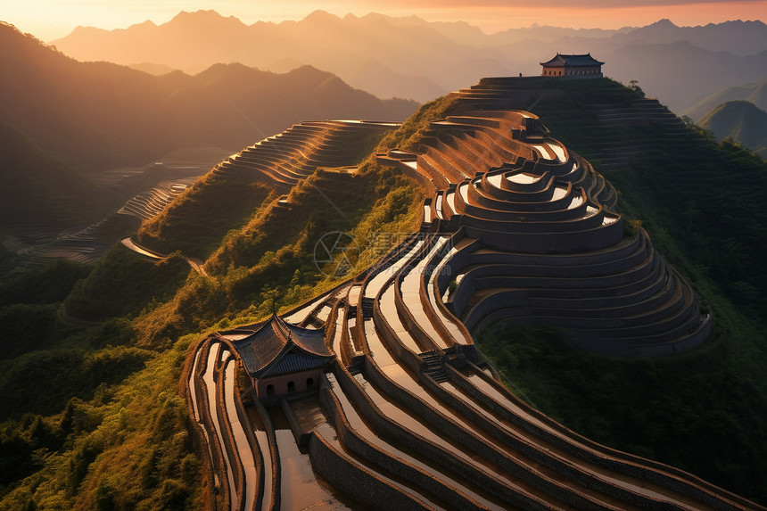 夏天丘陵山区的自然景观图片