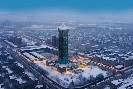 冬季的城市地标建筑高清图片