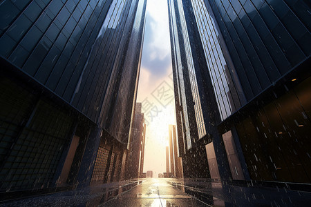 暴风雨中的摩天大楼图片