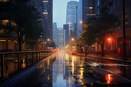 雨滴落大雨过后的城市景观设计图片