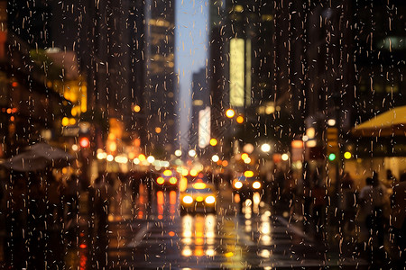 湿雨水暴风雨的城市街道设计图片