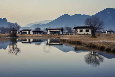 乡村村庄的风景图片