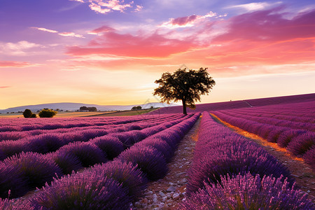 紫色的薰衣草花园图片