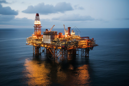 大海上的石油平台背景图片