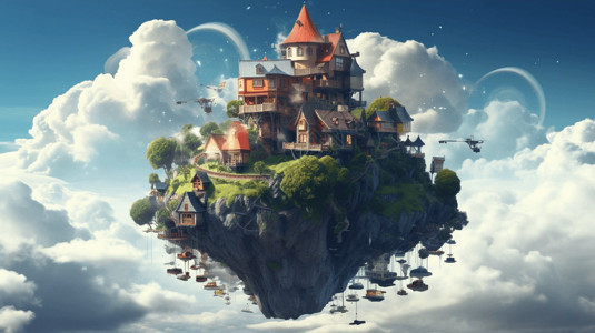 梦幻城堡建筑背景图片