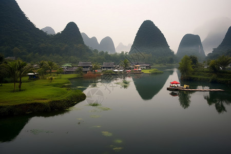 夏天喀斯特花园的自然景观图片