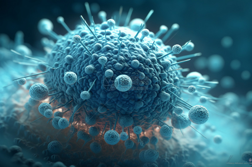 一个病毒细胞的3D模型图片