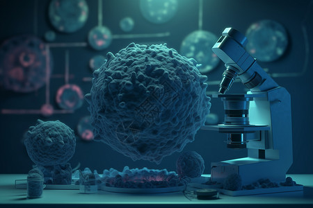 微观模型细胞的详细3D模型插画