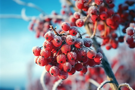 冬天的罗文浆果背景图片